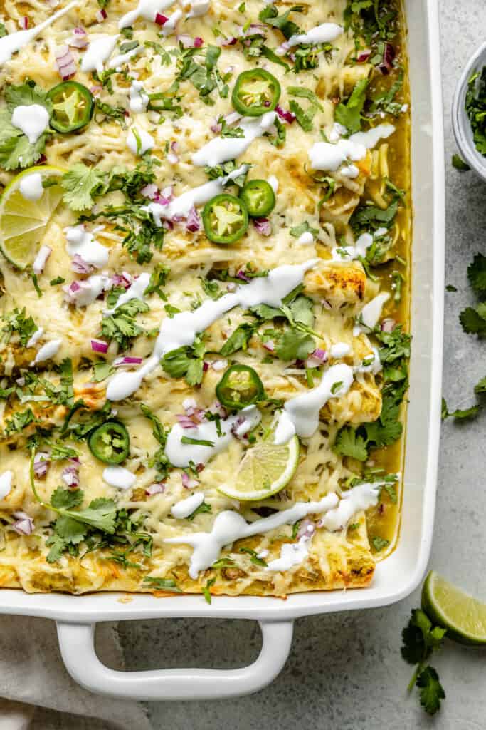 chicken enchiladas with toppings