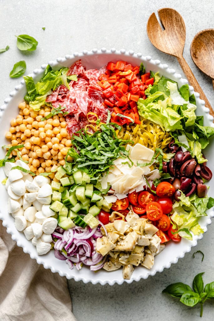 salad ingredients in serving bowl