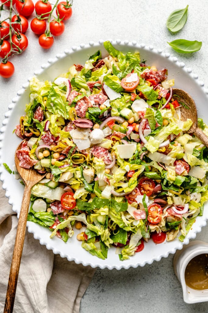 italian chopped salad in serving bowl