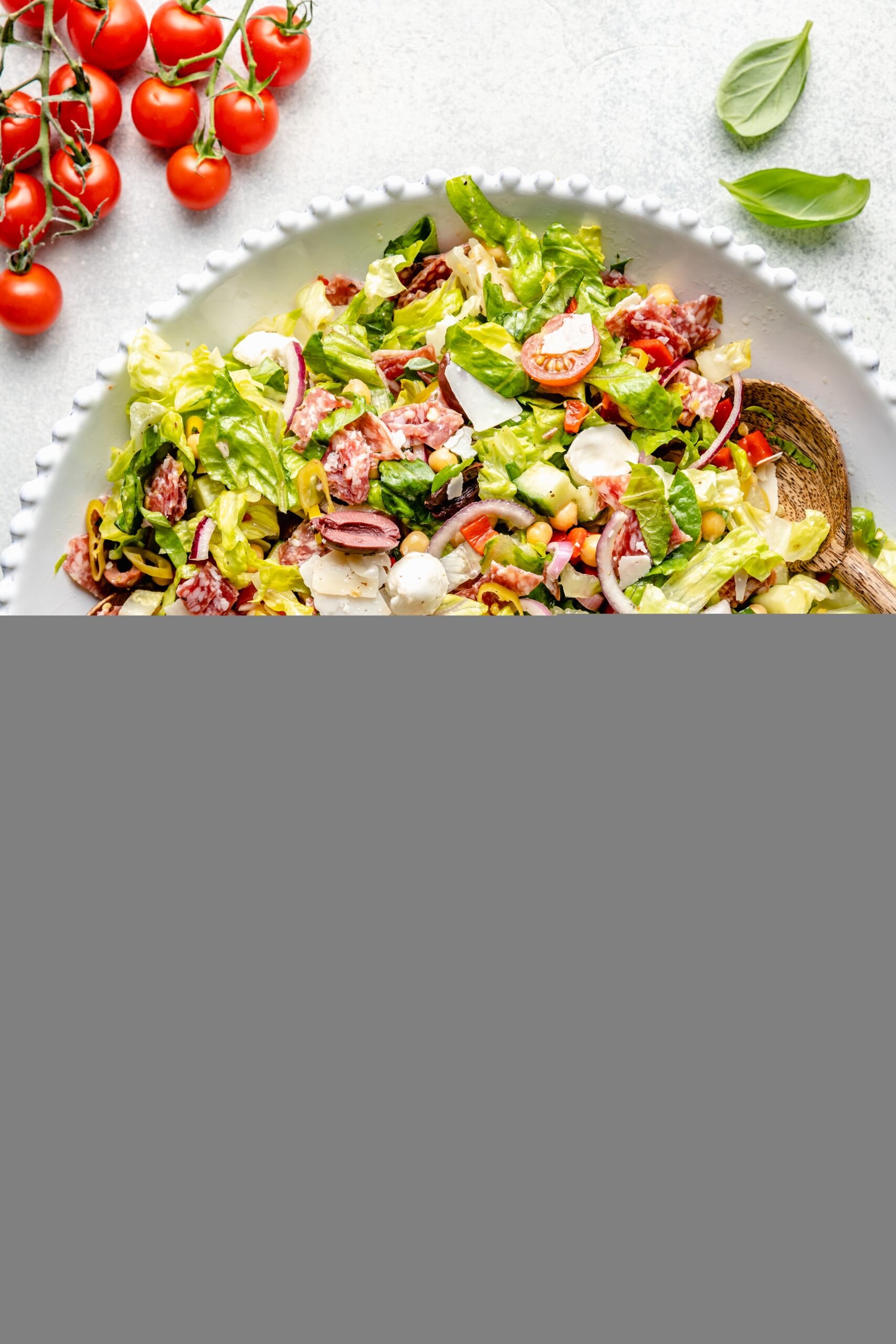 italian chopped salad in serving bowl