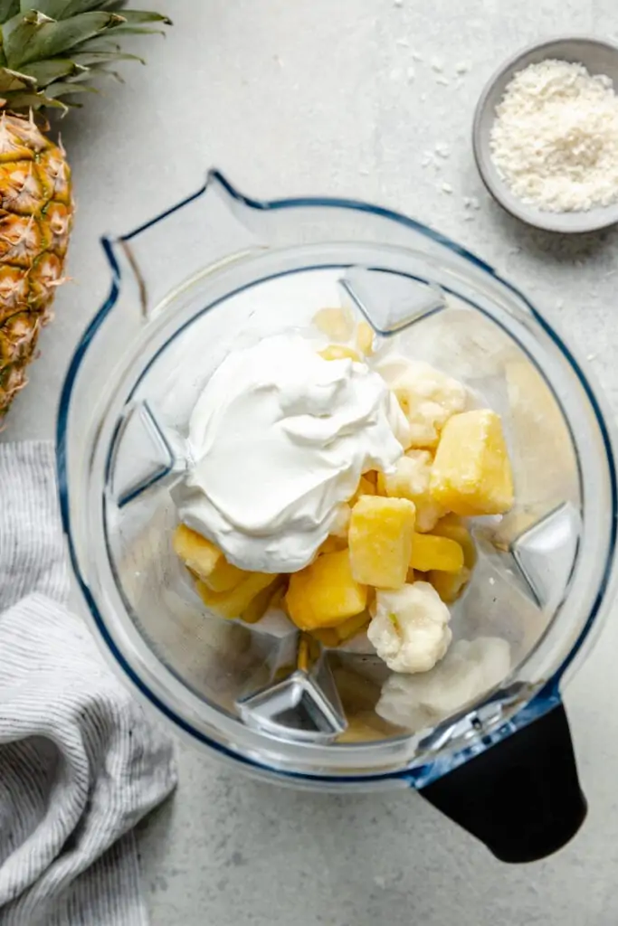 smoothie ingredients in blender