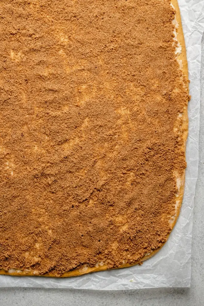 pumpkin cinnamon roll dough with brown sugar