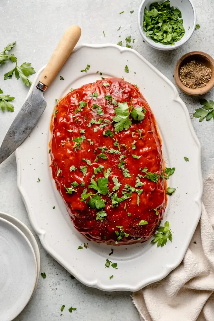 turkey meatloaf on platter