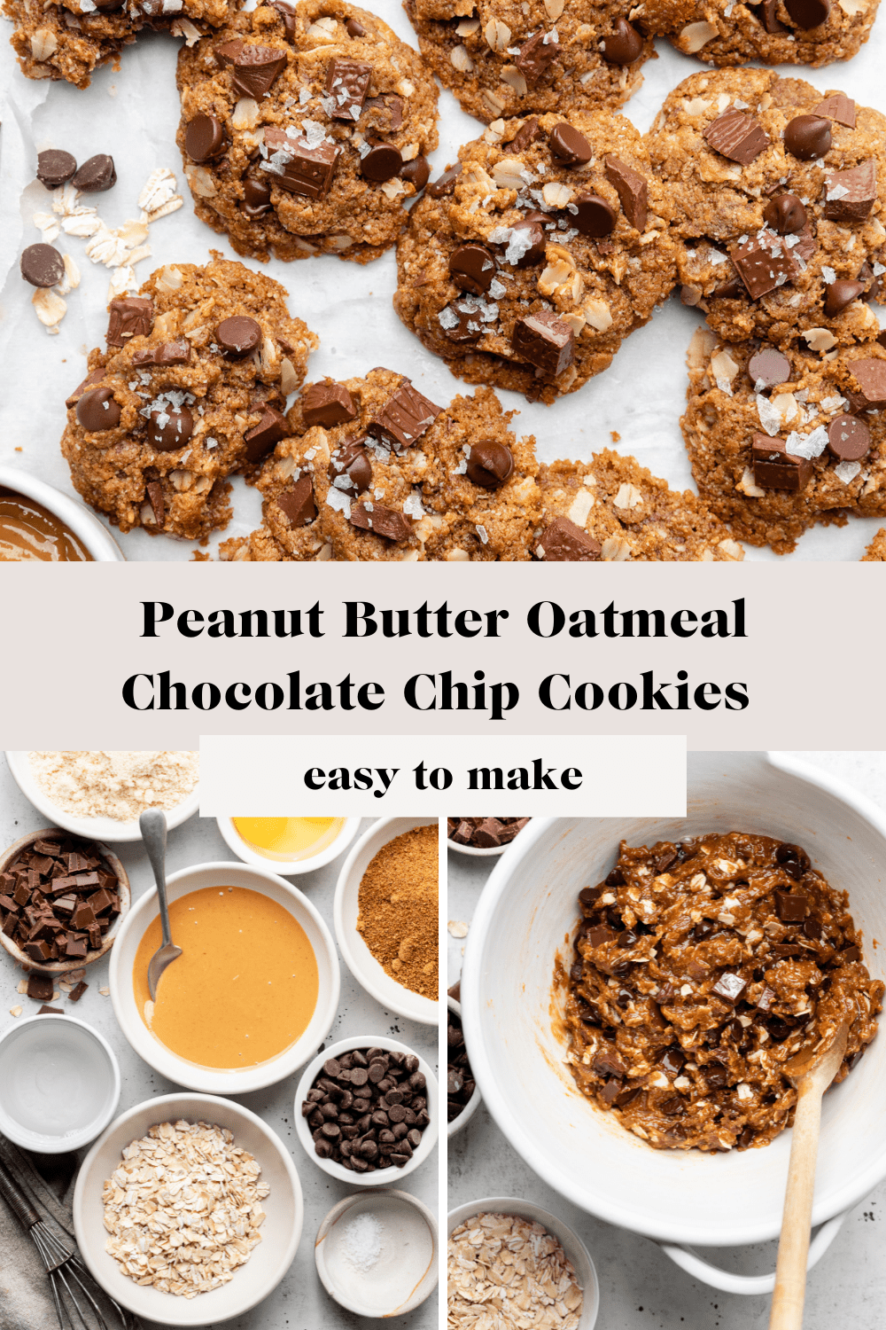 Peanut Butter Oatmeal Chocolate Chip Cookies All the Healthy Things