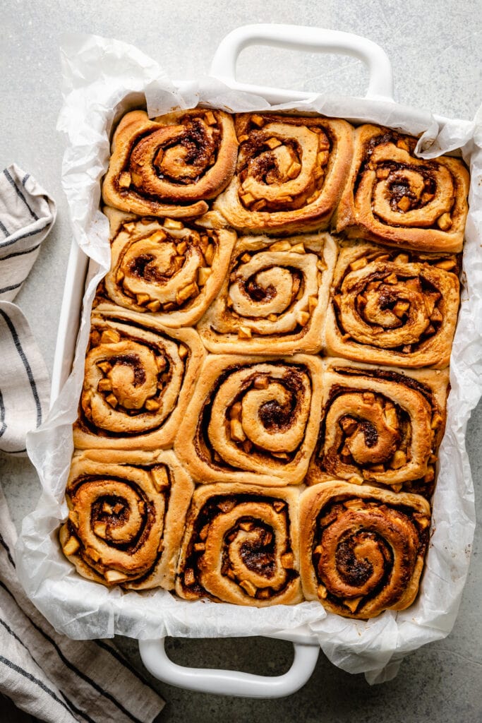 cinnamon rolls out of the oven