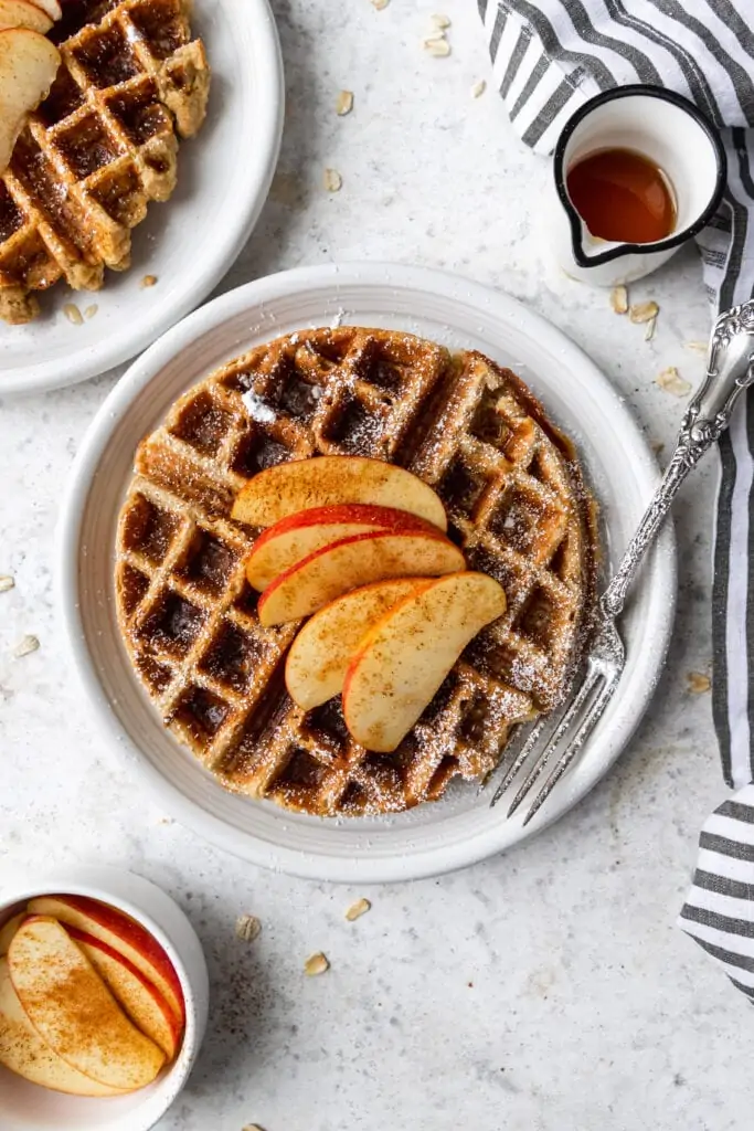 apple cinnamon waffle on plate