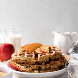 apple cinnamon waffles on plate