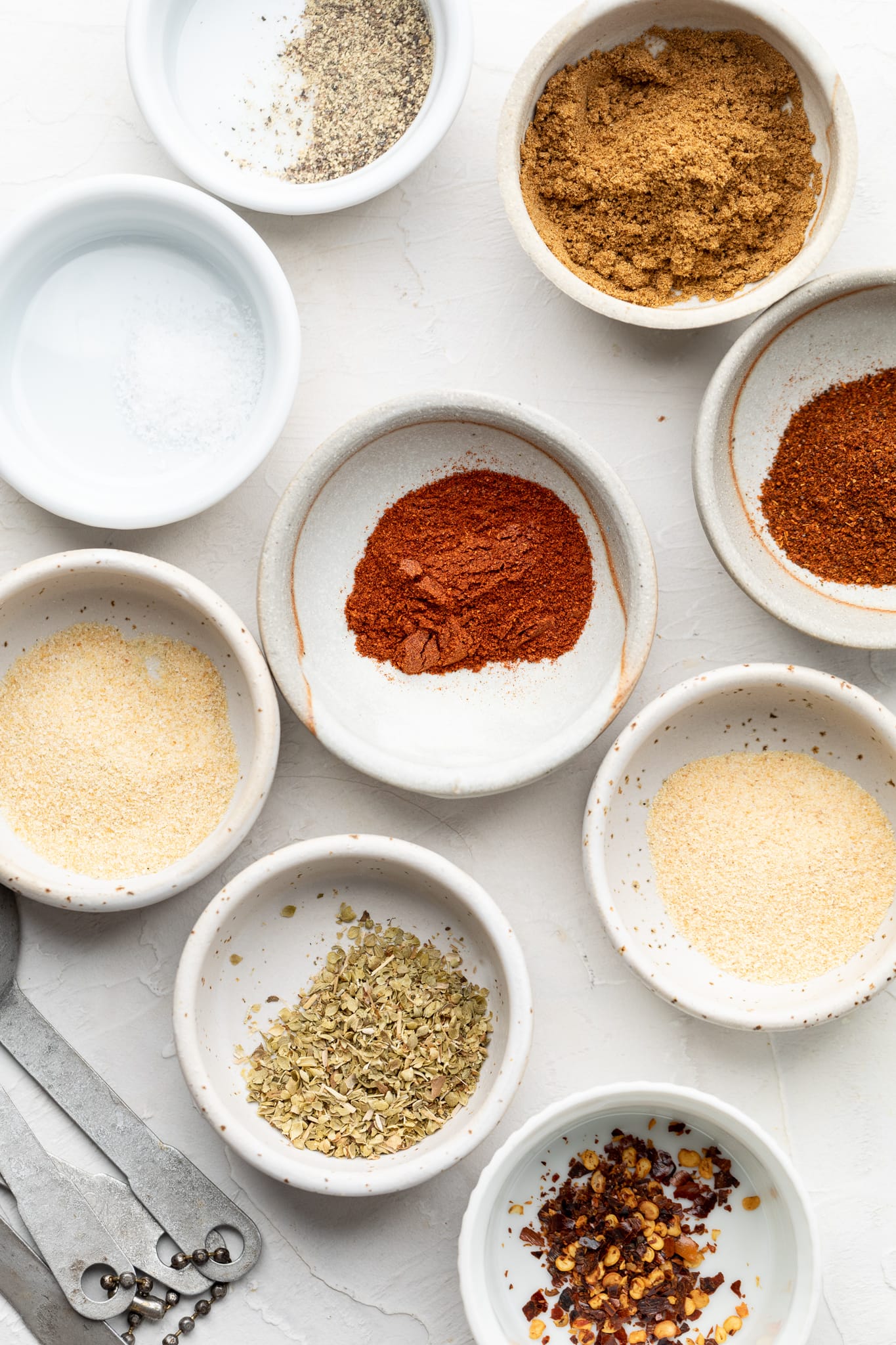 taco seasoning spices in bowls