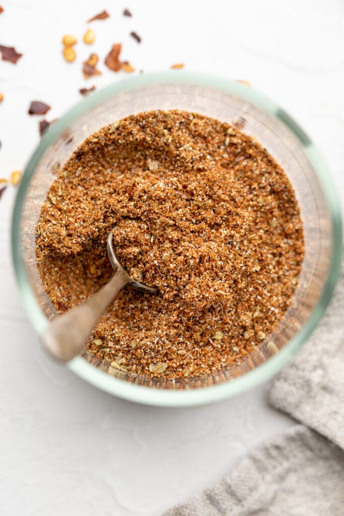 taco seasoning in jar with spoon