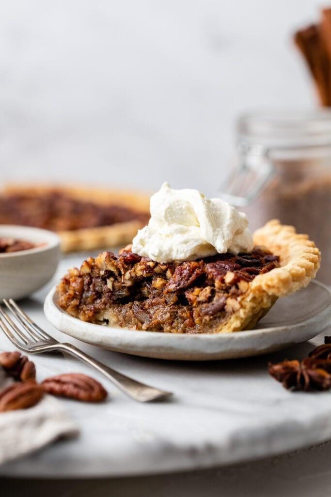 slice of pecan pie on a plate