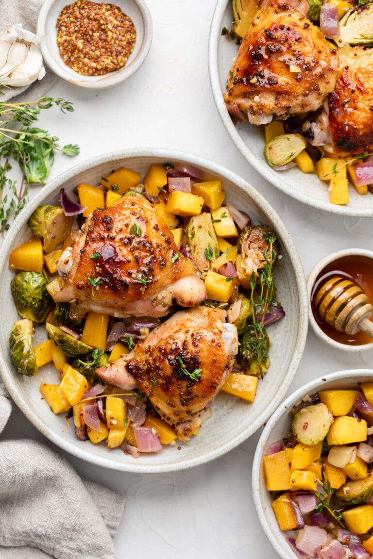 Sheet Pan Honey Mustard Chicken Thighs All the Healthy Things