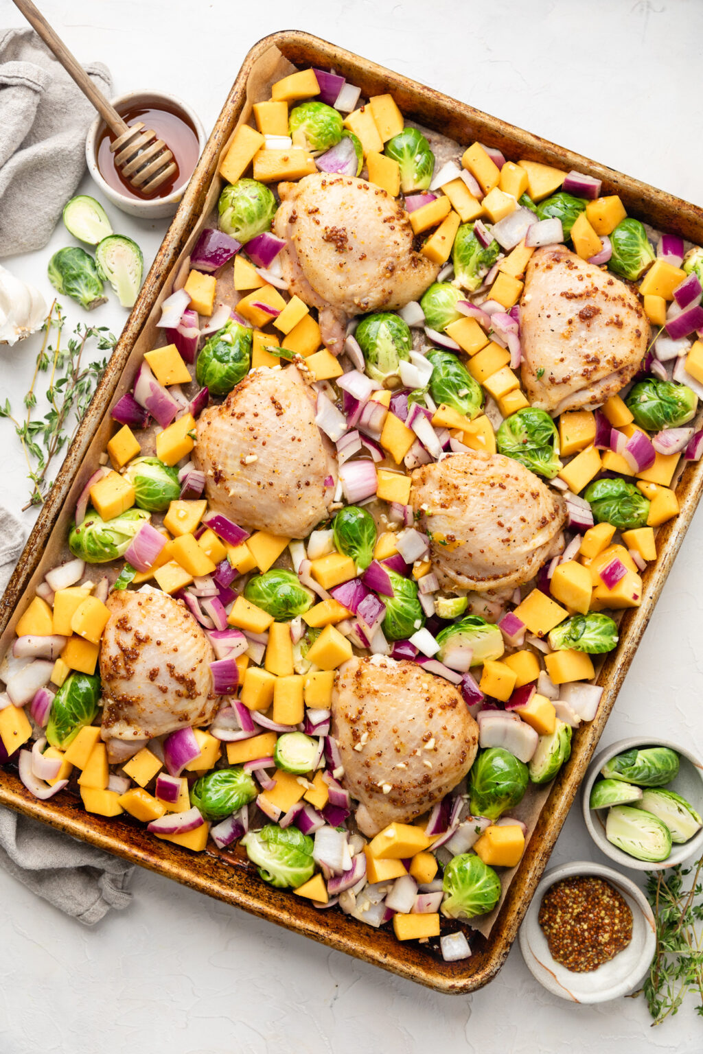 Sheet Pan Honey Mustard Chicken Thighs All the Healthy Things