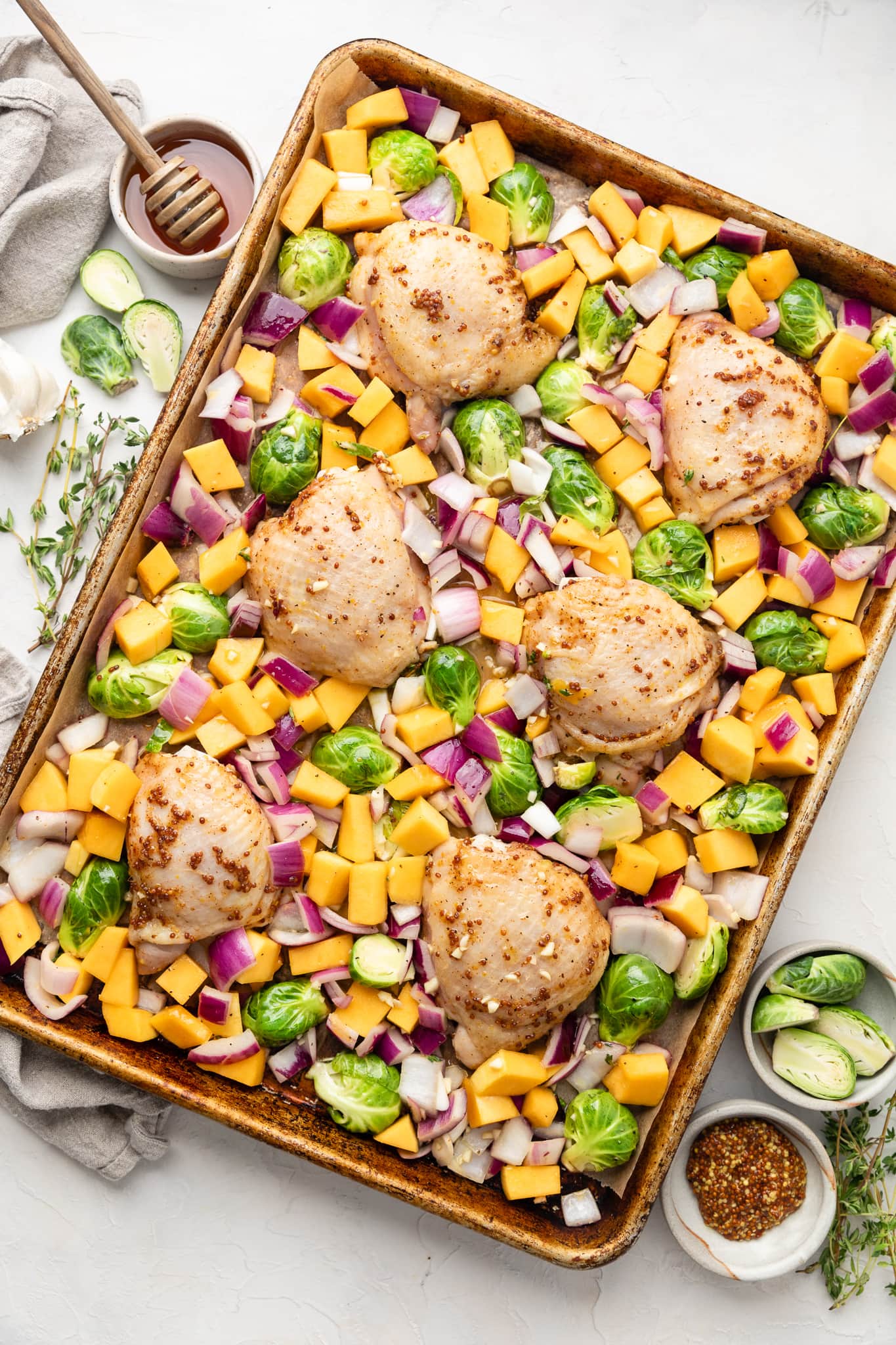 chicken and veggies on sheet pan
