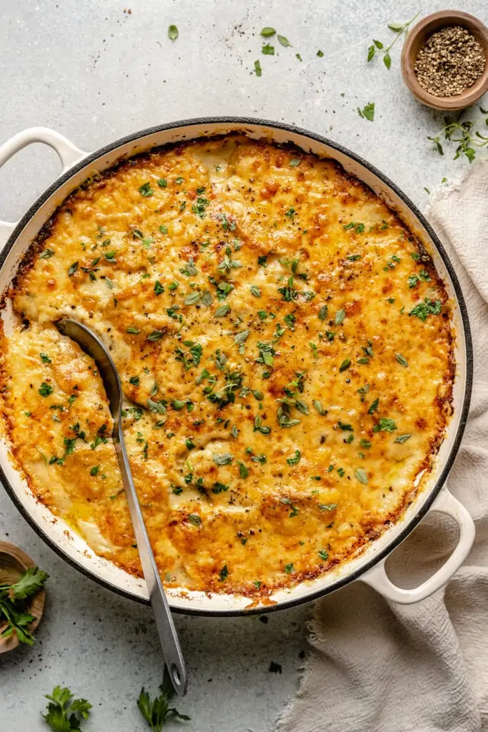 au gratin potatoes in caserole dish