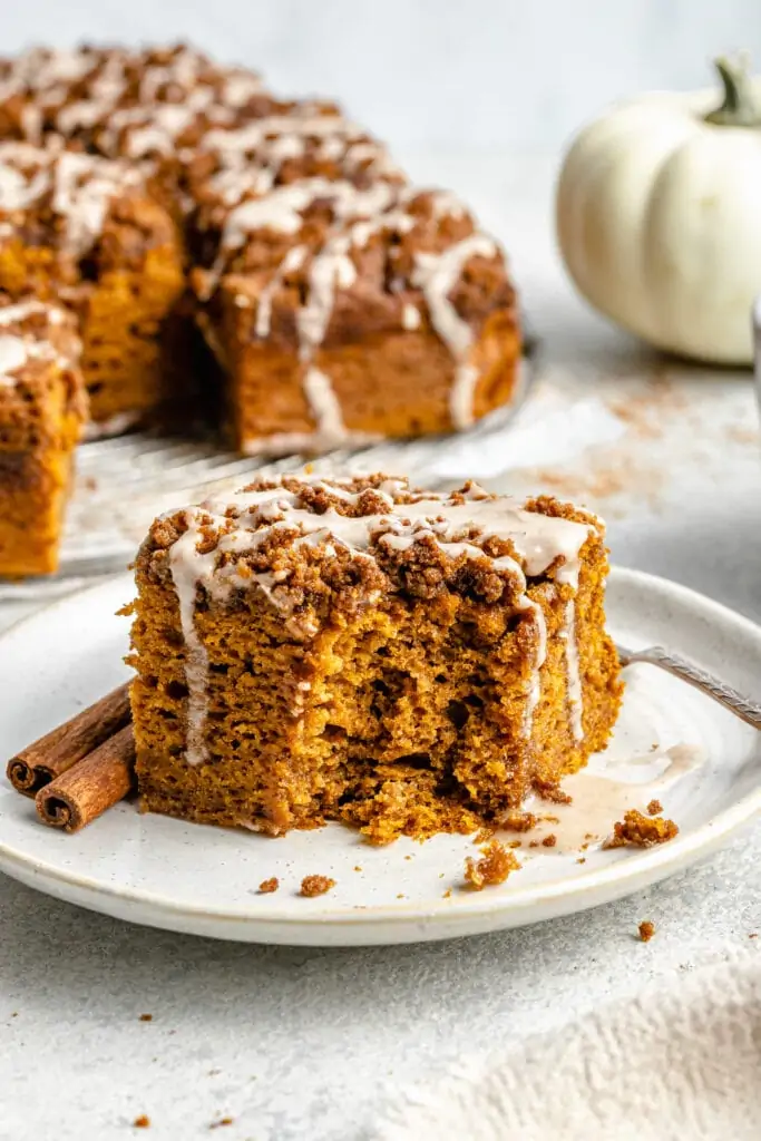 pumpkin coffee cake on plate