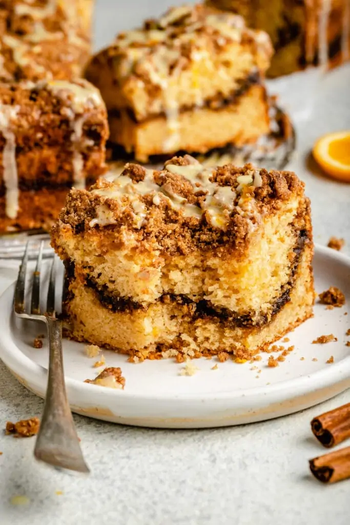 coffee cake slice on plate