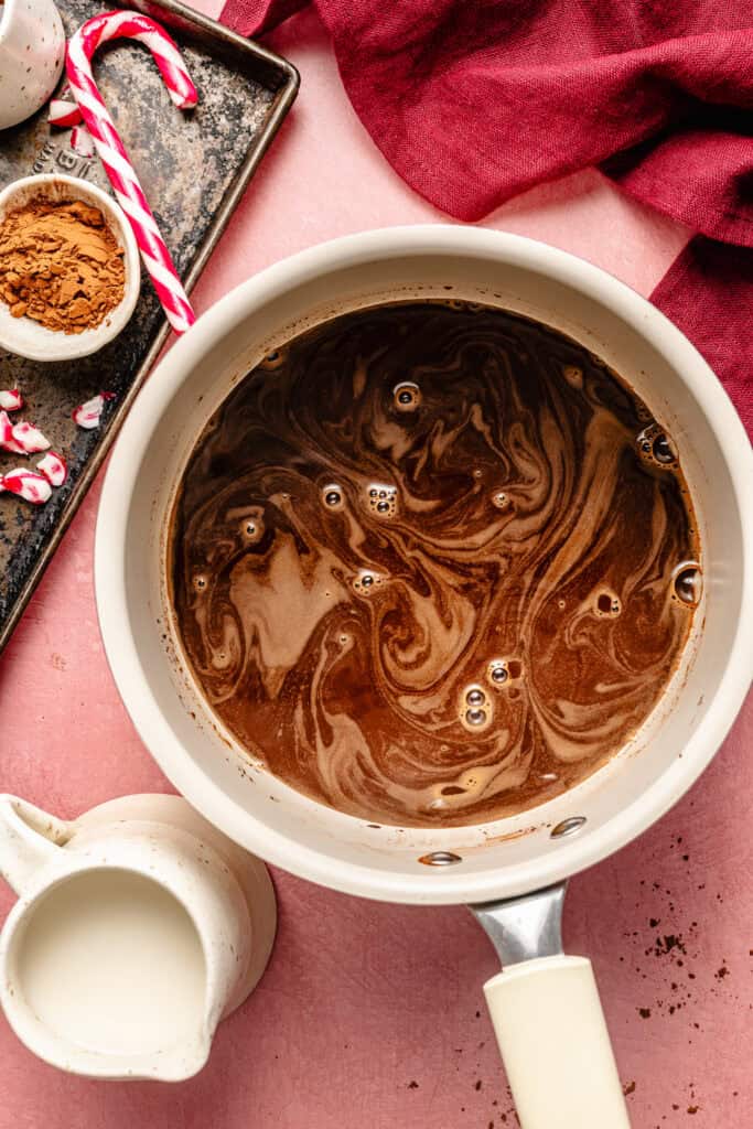 coffee and chocolate in small saucepan