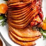 sliced ham on platter