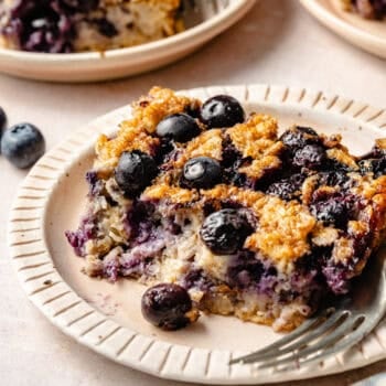 blueberry baked oatmeal slice on plate