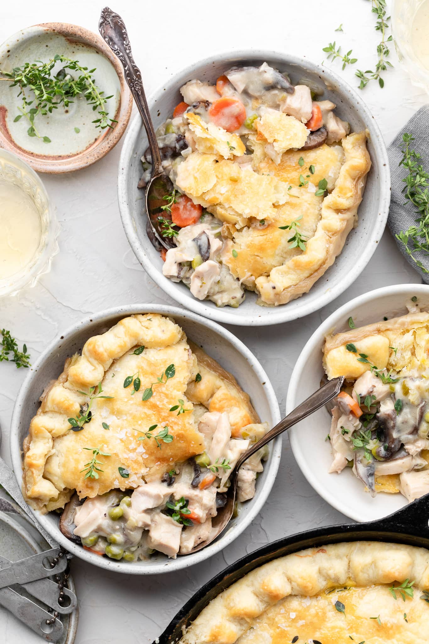 turkey pot pie served in bowls