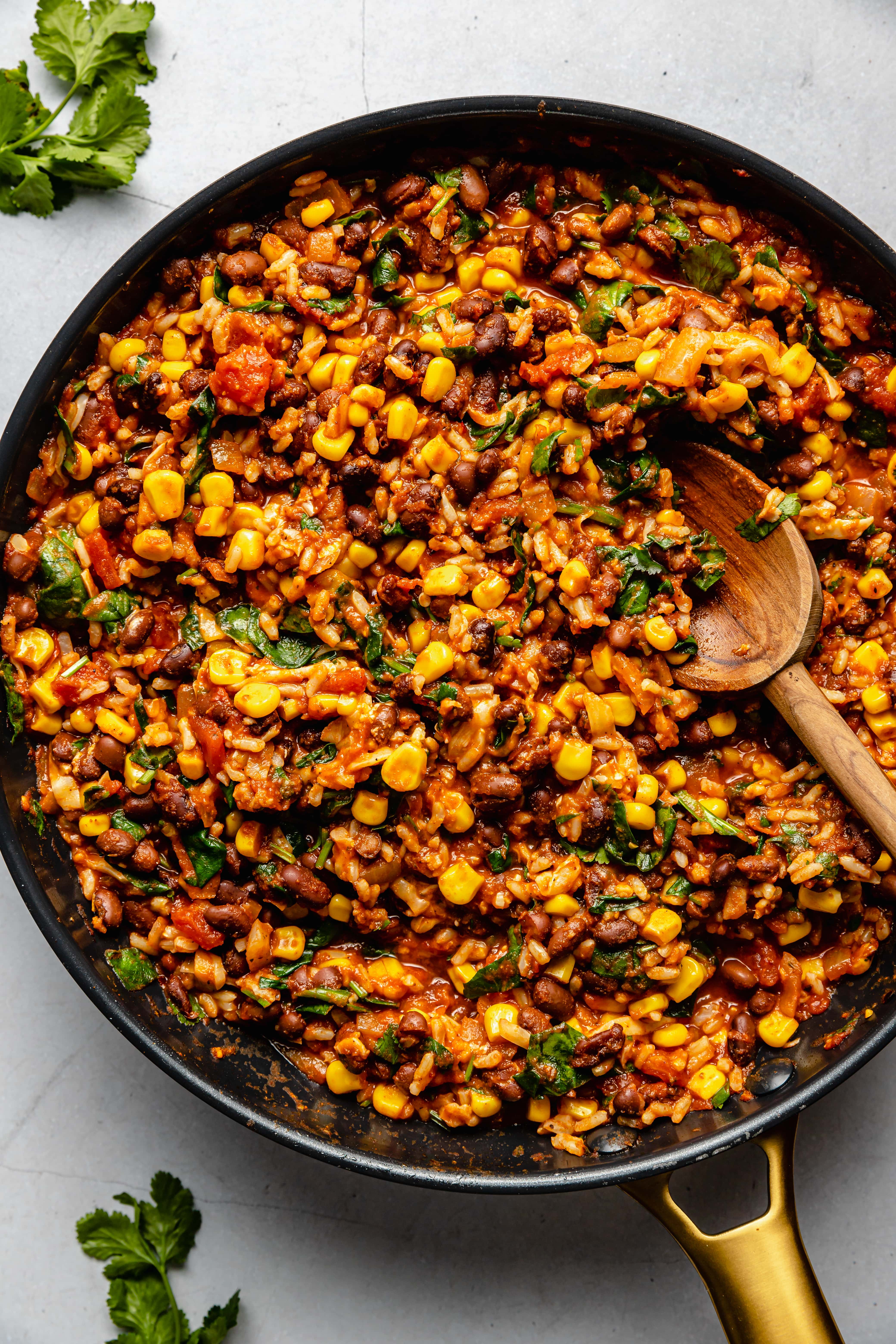 filling mixture in skillet