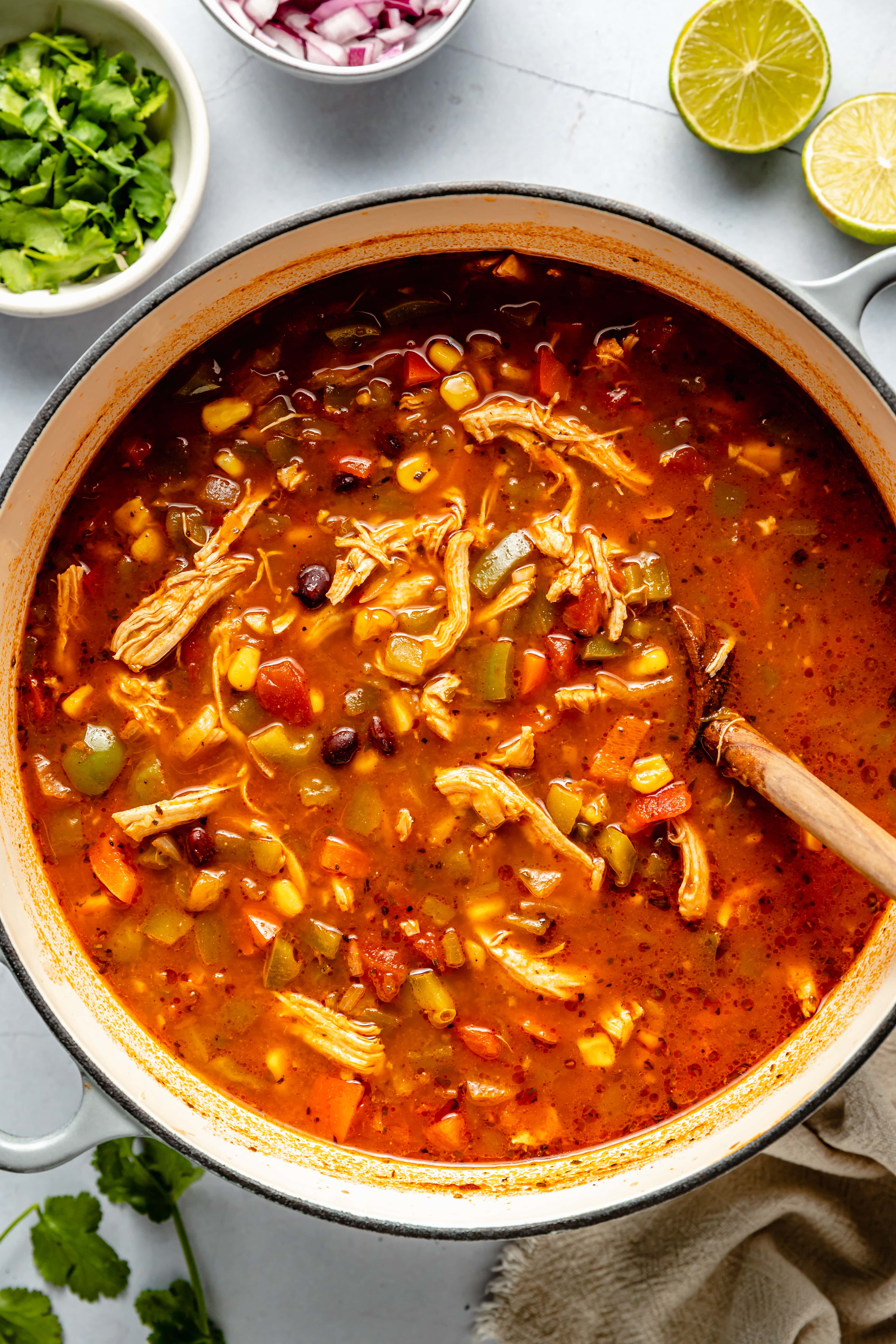 chicken taco soup in pot