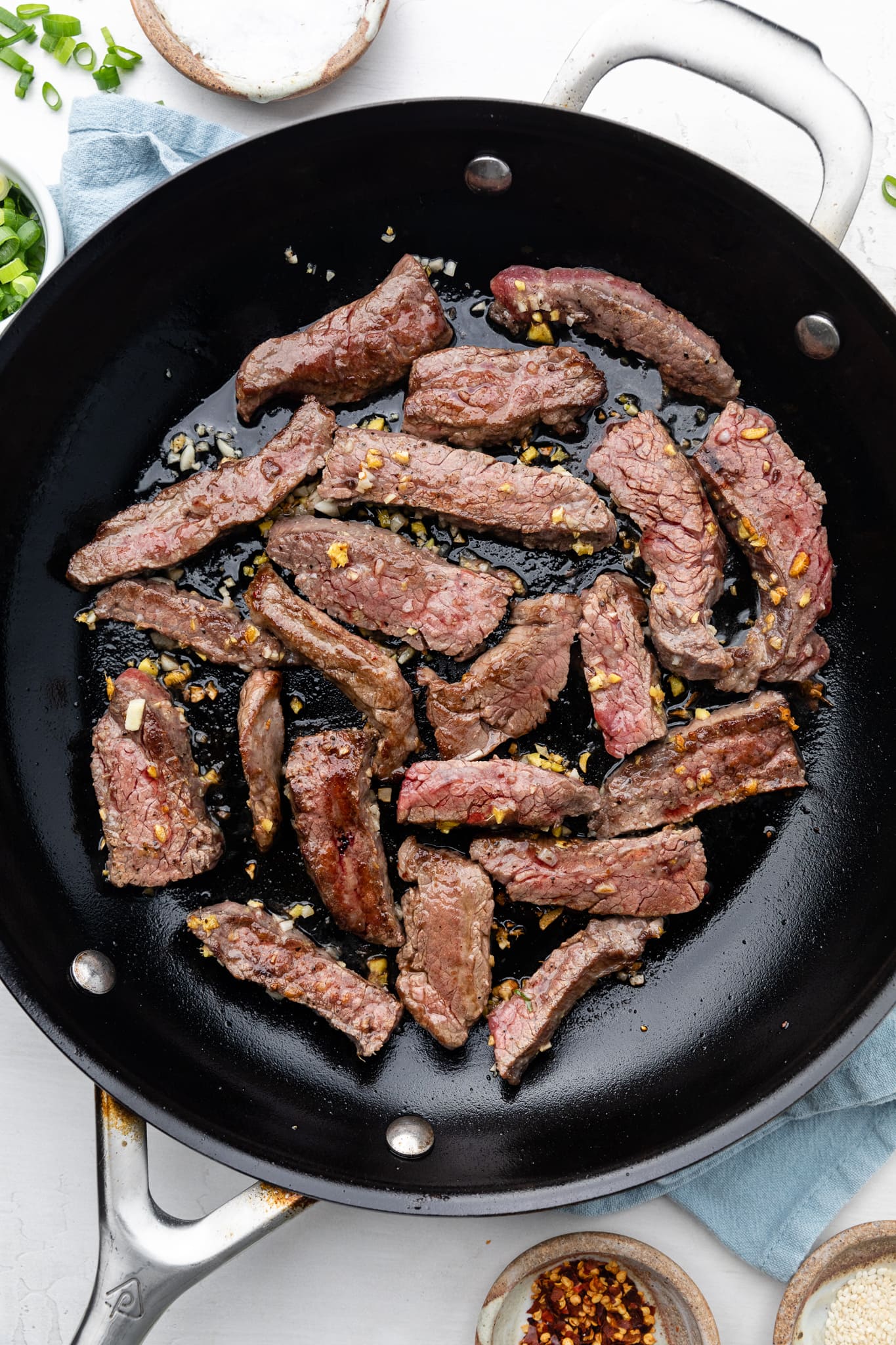 steak in skillet