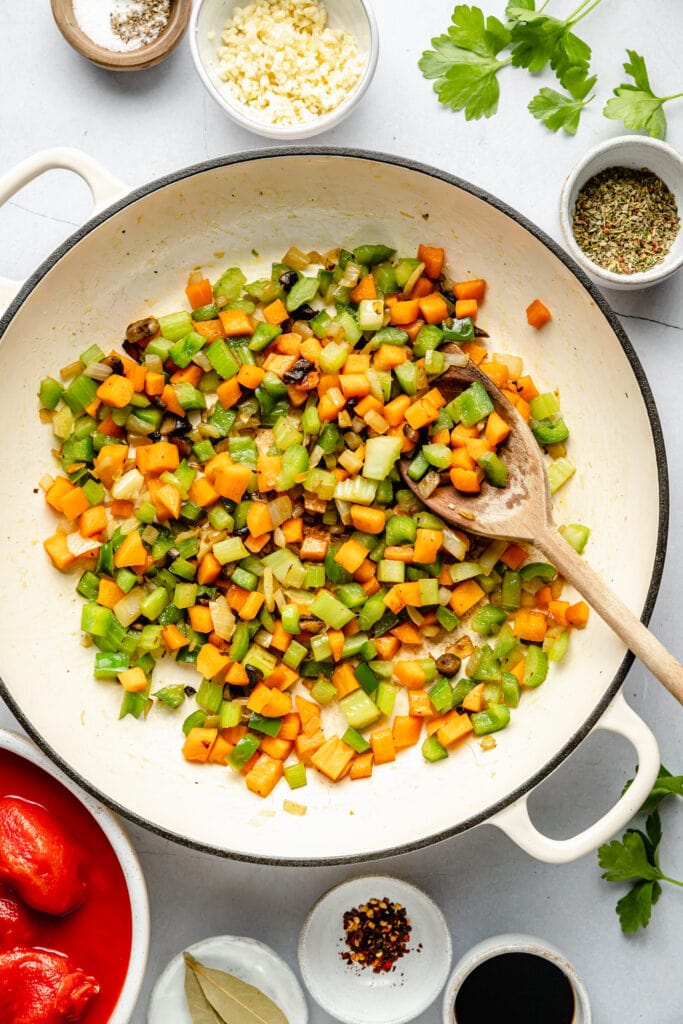 veggies sautéed in skillet