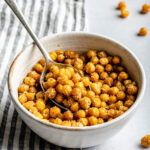 crispy chickpeas in bowl with spoon