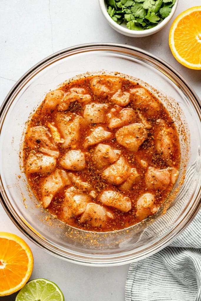 chicken marinading in marinade
