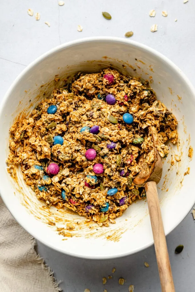 energy ball dough in mixing bowl