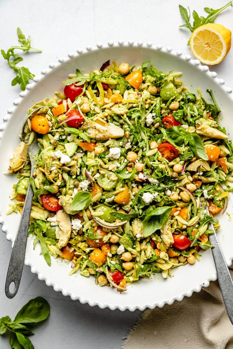 mixed pasta salad in bowl