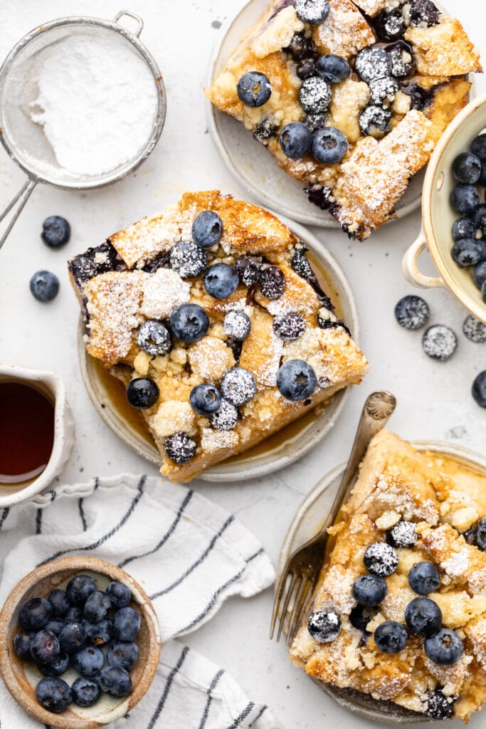 slice of French toast casserole on plate