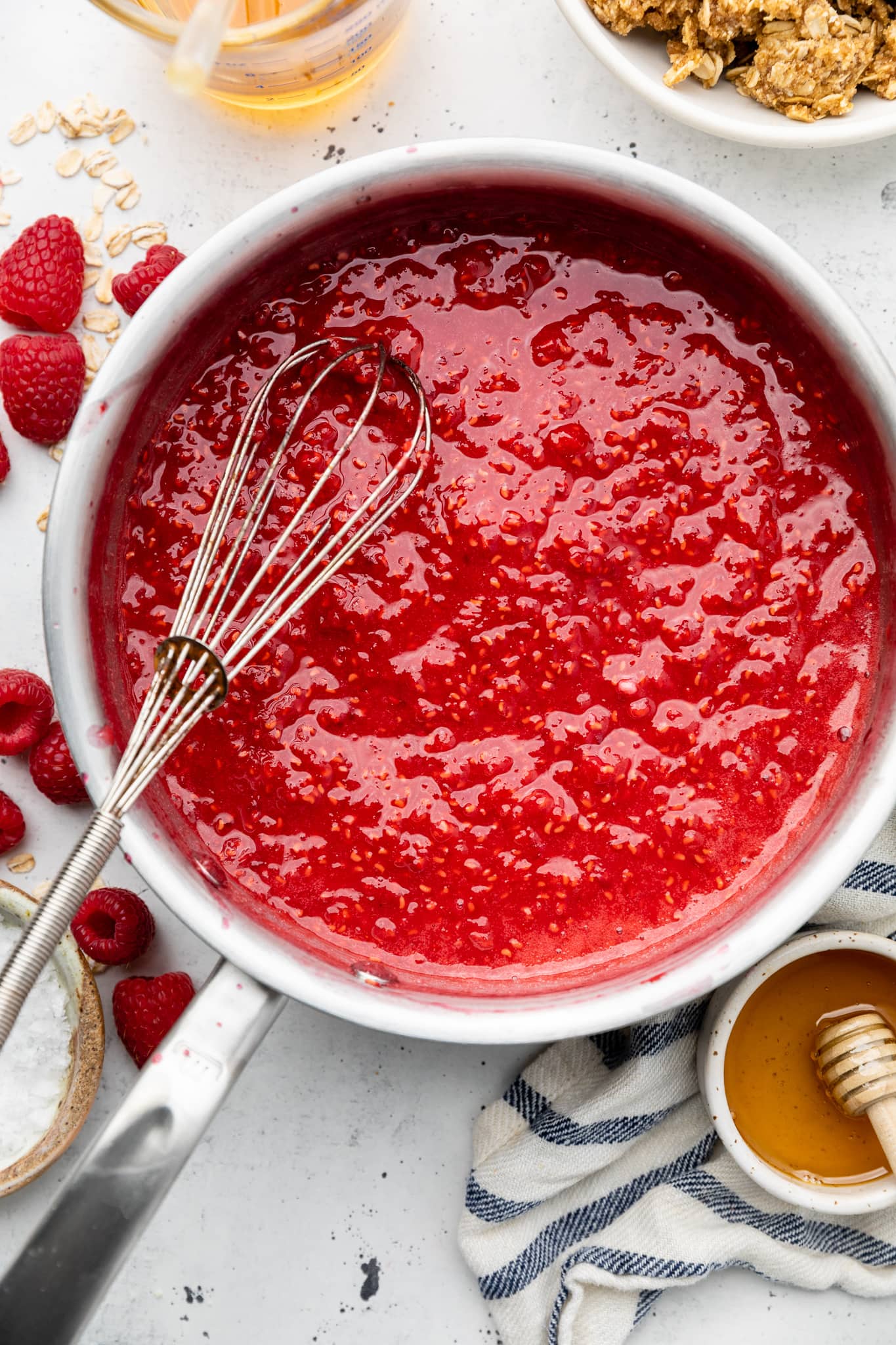 raspberry jam in pot