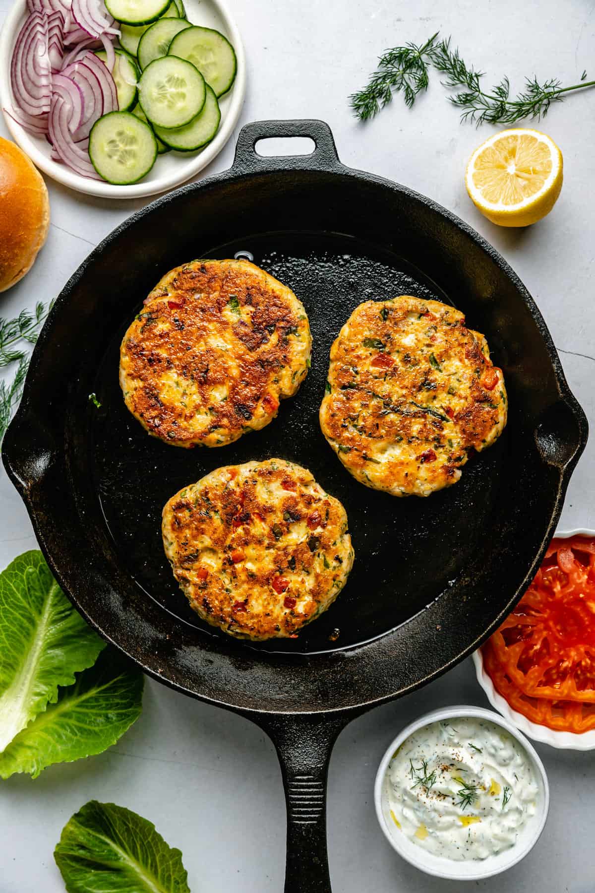 turkey burgers cooked in pan