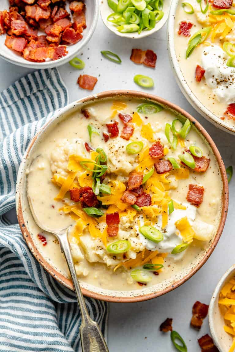 Loaded Cauliflower Soup - All the Healthy Things