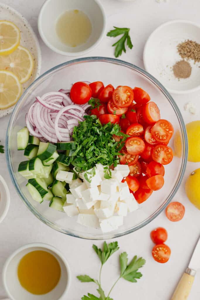 salad ingredients in bowl
