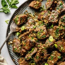 Dairy Free Seared Steak with Garlic Herb Butter - The Salty Cooker