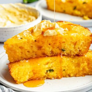 slices of cornbread on a plate
