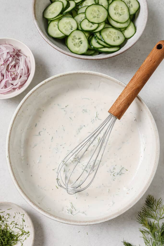 creamy dressing in bowl