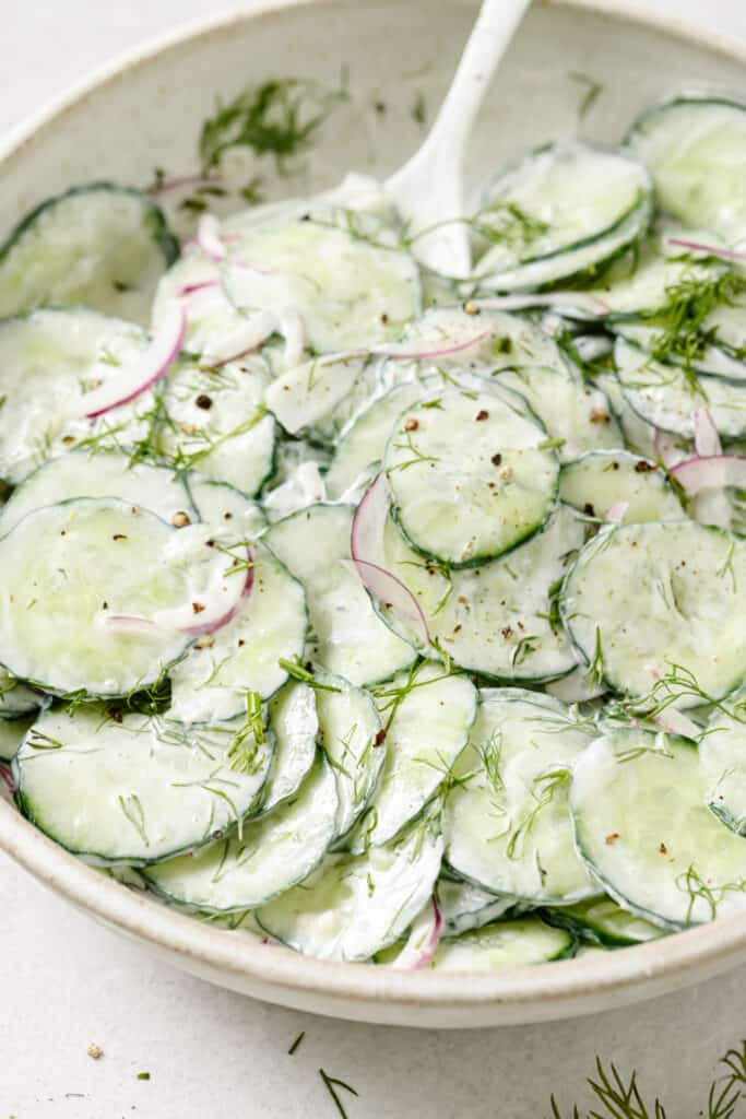 cucumber salad in bowl
