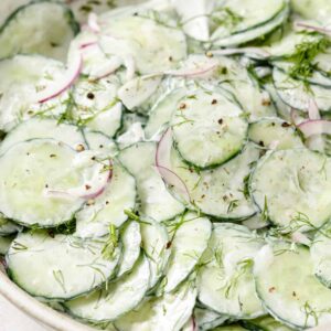 cucumber salad in bowl