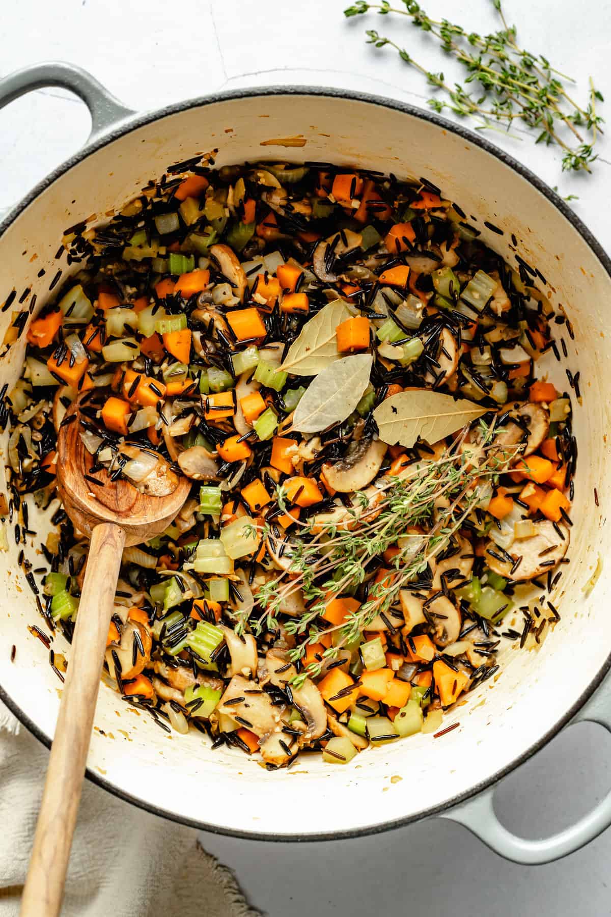 veggies and aromatics in pot
