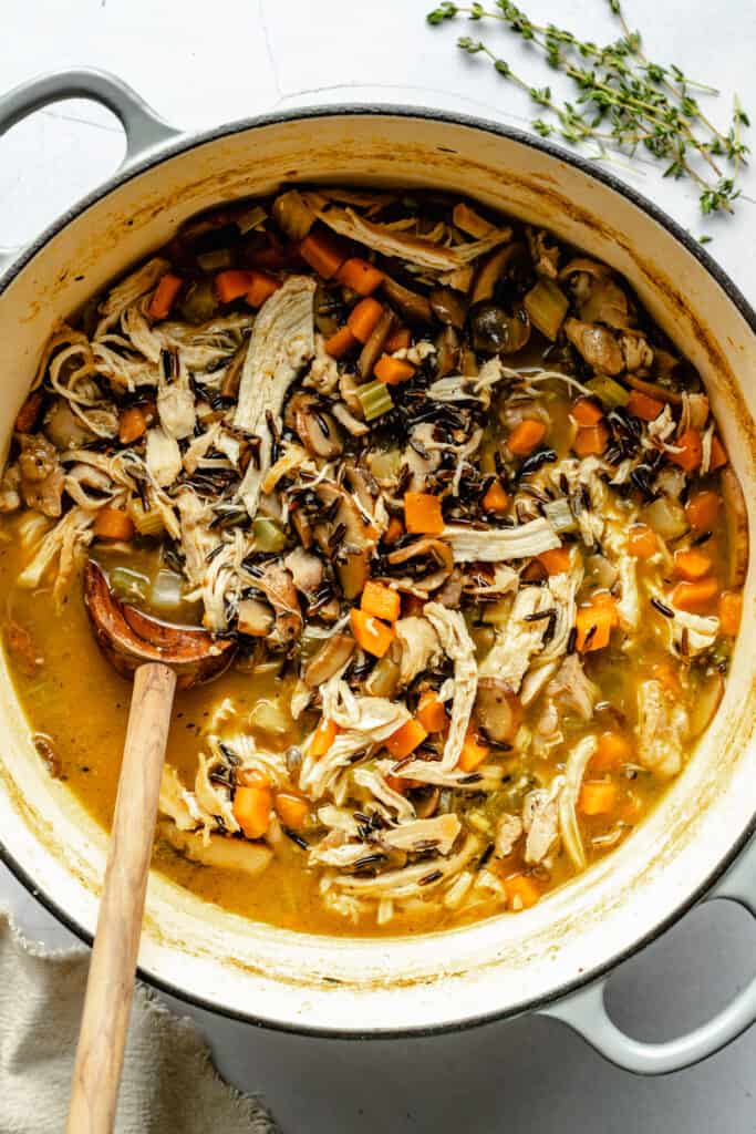 Healthy Chicken Wild Rice Soup (no cream) - Bowl of Delicious