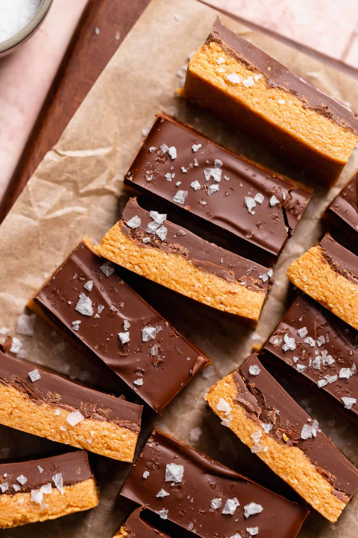 peanut butter bars sliced