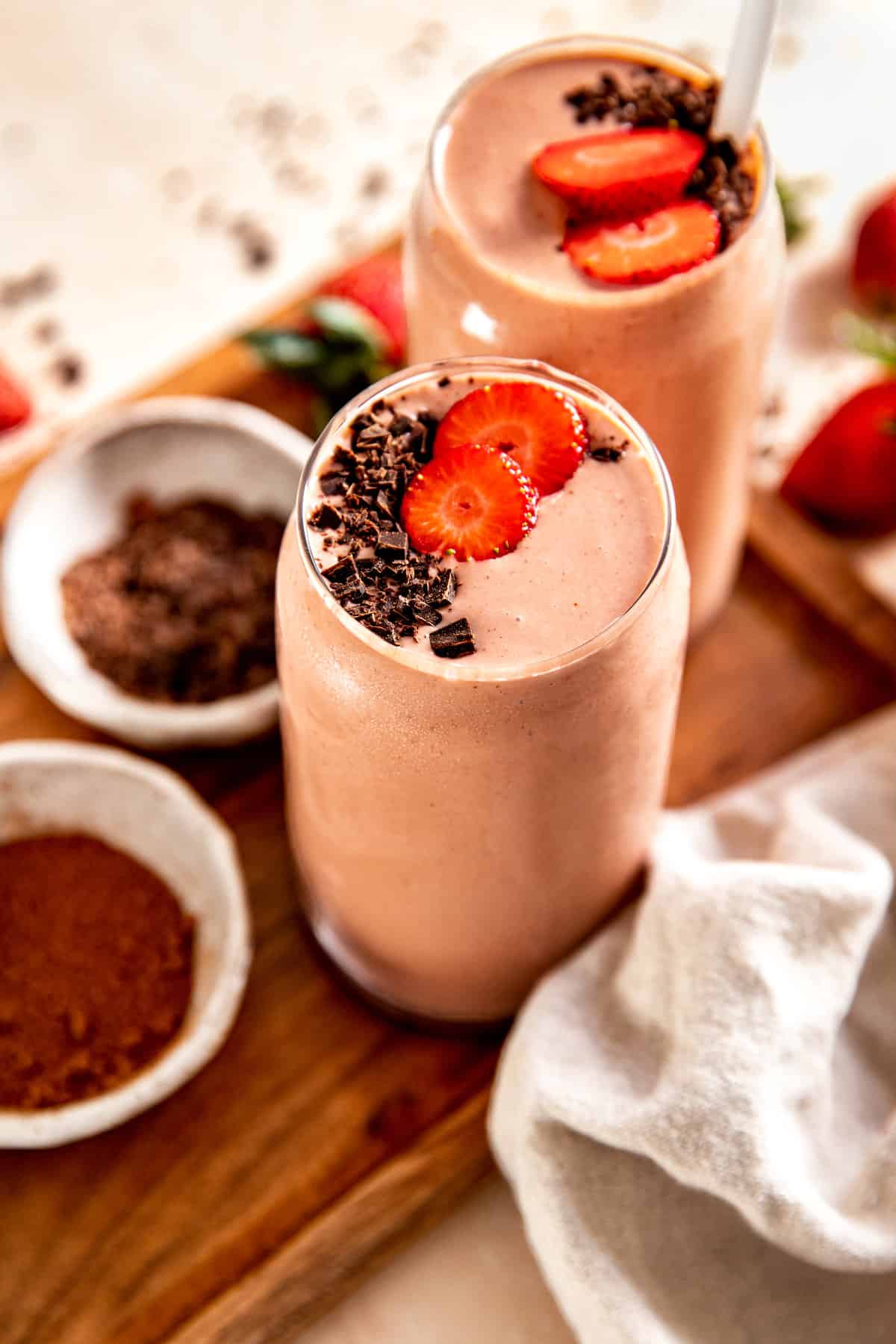 strawberry smoothie in glasses
