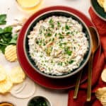 French onion dip in serving bowl