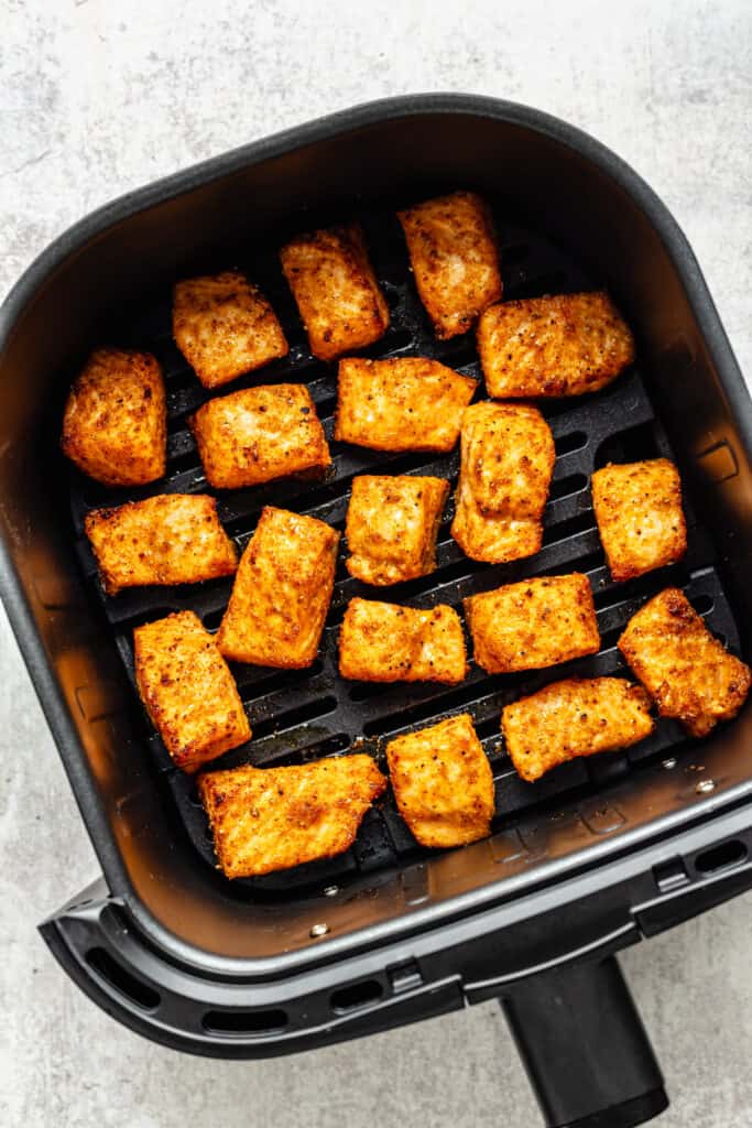 cooked salmon bites in air fryer
