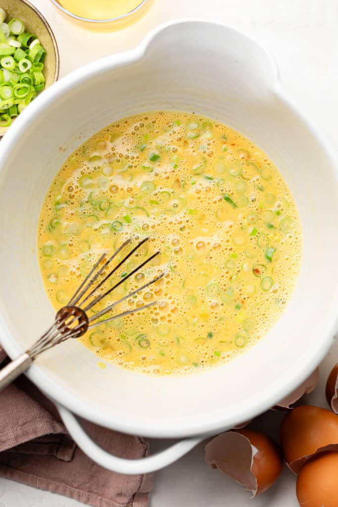 eggs whisked in bowl