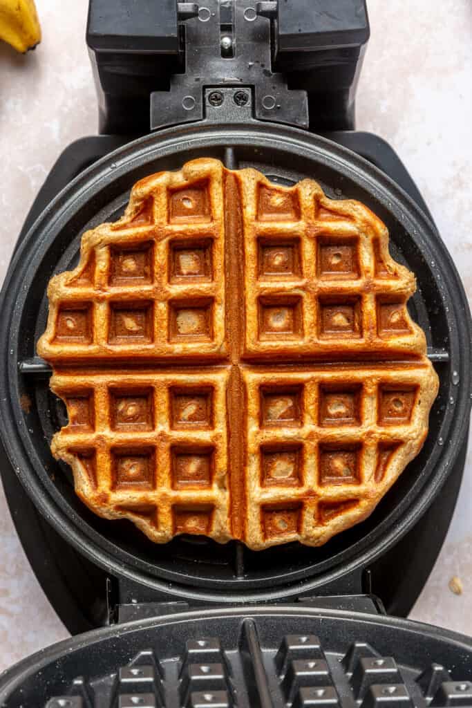 cooked waffle in waffle iron